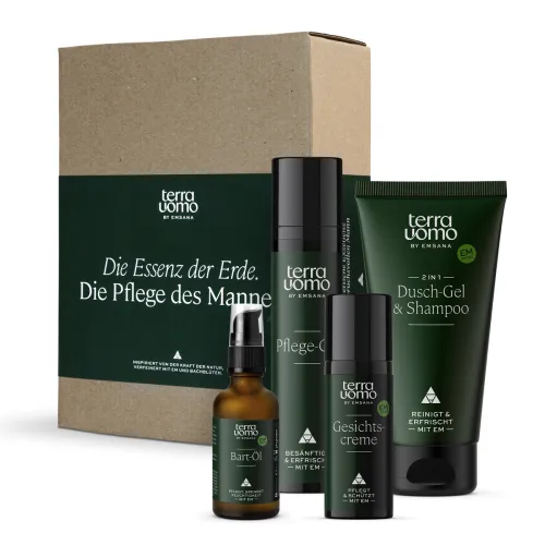 Geschenkset terra uomo Dusch-Gel & Shampoo / Gesichtscreme / Pflege-Gel / Bartöl