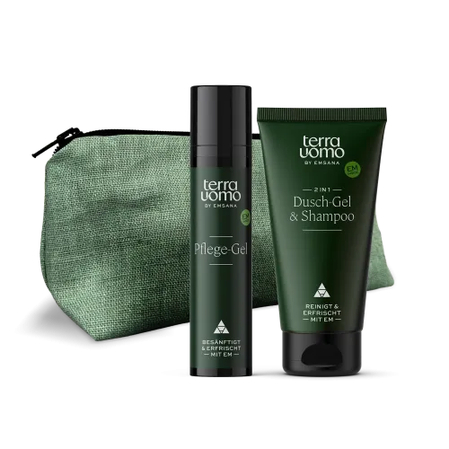 Geschenkset terra uomo Necessaire / Dusch-Gel & Shampoo / Pflege-Gel