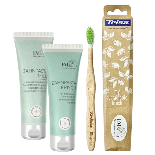 1 Zahnpasta frisch / 1 Zahnpasta mild + Gratis-Zahnbürste Trisa